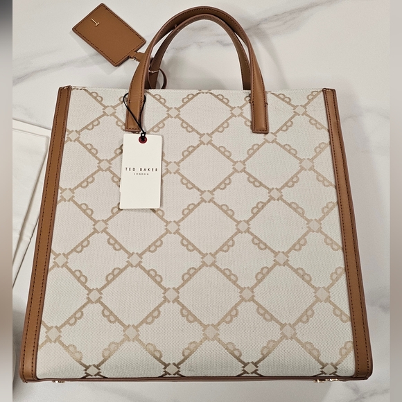 Ted Baker Women's Flo Beige Logo Tote Handbag, Beige, Medium - Picture 3 of 13